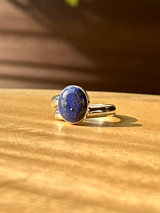 Anillo ajustable de Lapislázuli redondo mini