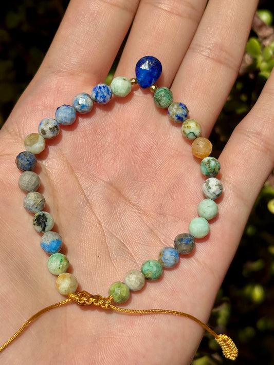 Pulsera Ajustable de Azurita, Hematita y Lapislázuli