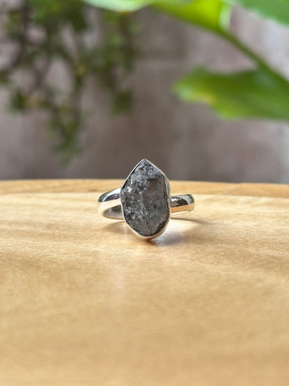 Anillo ajustable de Cuarzo Herkimer grande