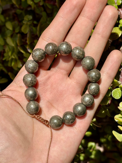 Pulsera Ajustable de Pirita 12mm