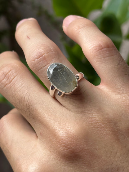 Anillo ajustable de Cuarzo Rutilado facetado