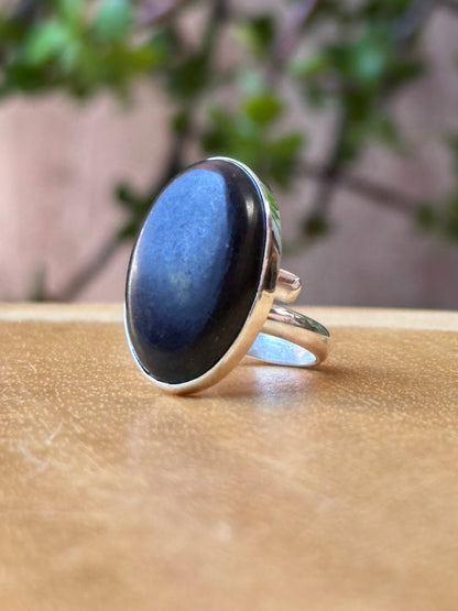 Anillo ajustable de shungita con pirita