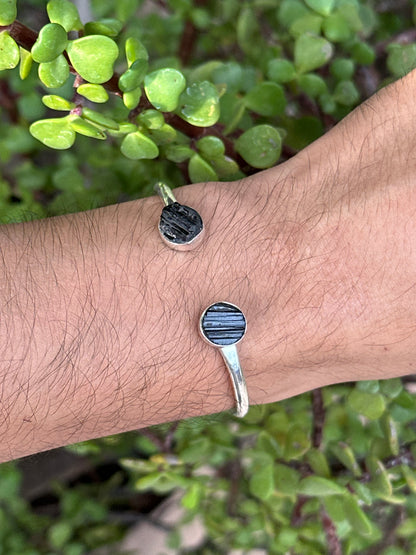Brazalete de Turmalina en Alpaca Platinada