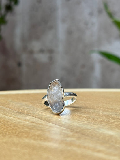 Anillo ajustable de Cuarzo Herkimer grande