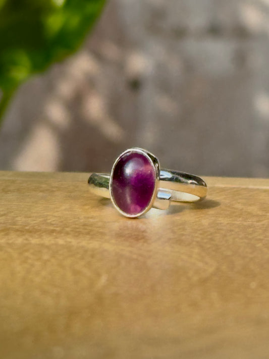 Anillo ajustable de Amatista mini redondo