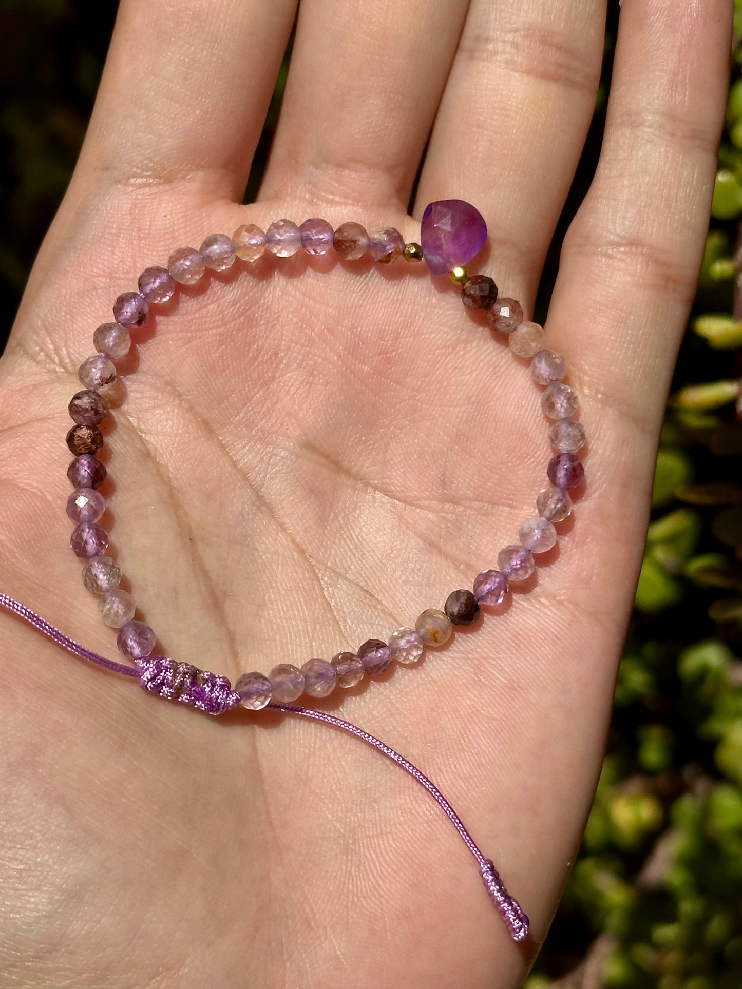 Pulsera Ajustable de Super 7 Facetada 4mm