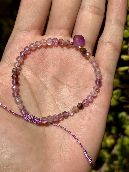 Pulsera Ajustable de Super 7 Facetada 4mm