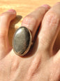 Anillo ajustable de pirita ovalado