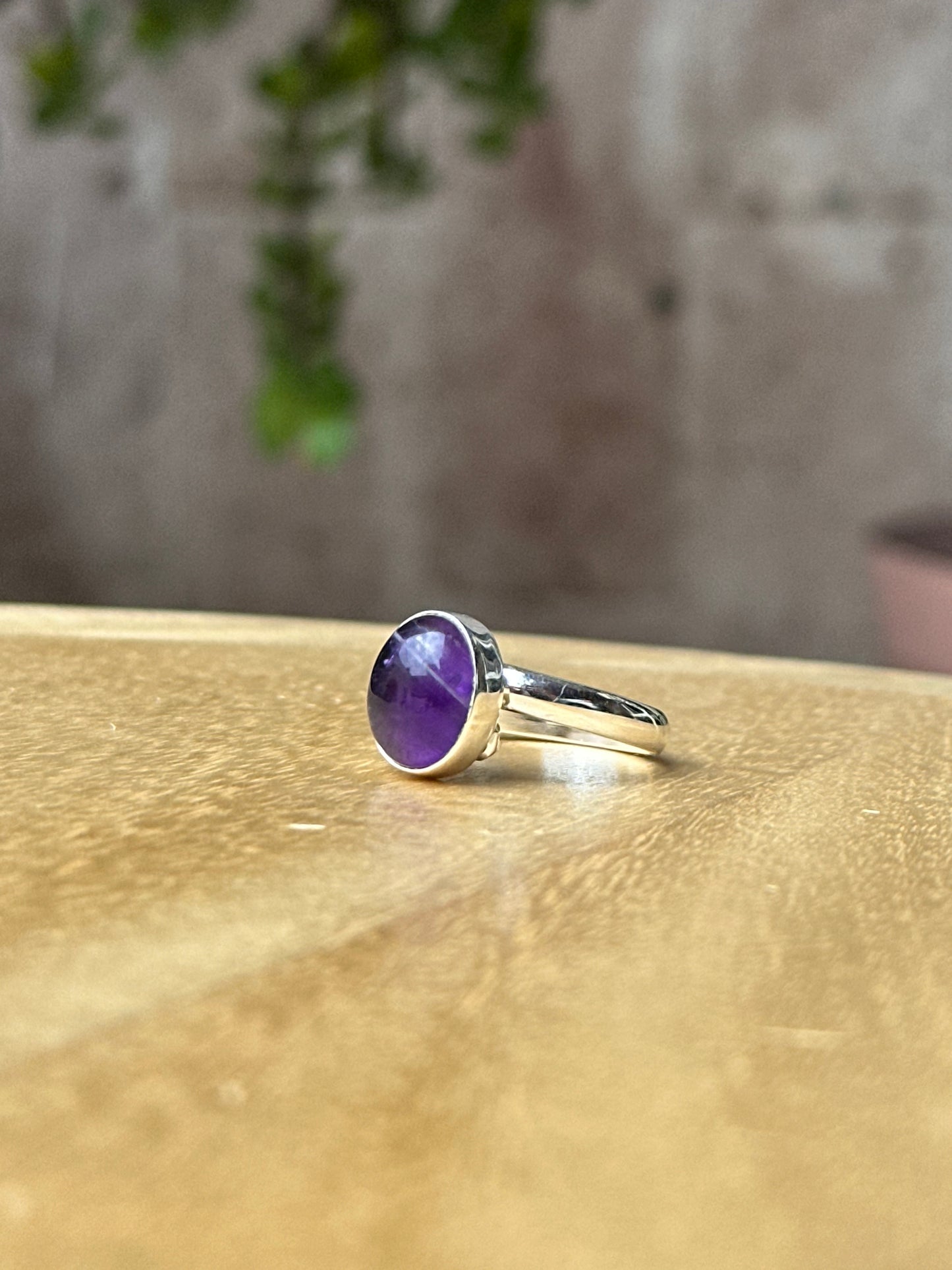 Anillo ajustable de Amatista mini redondo