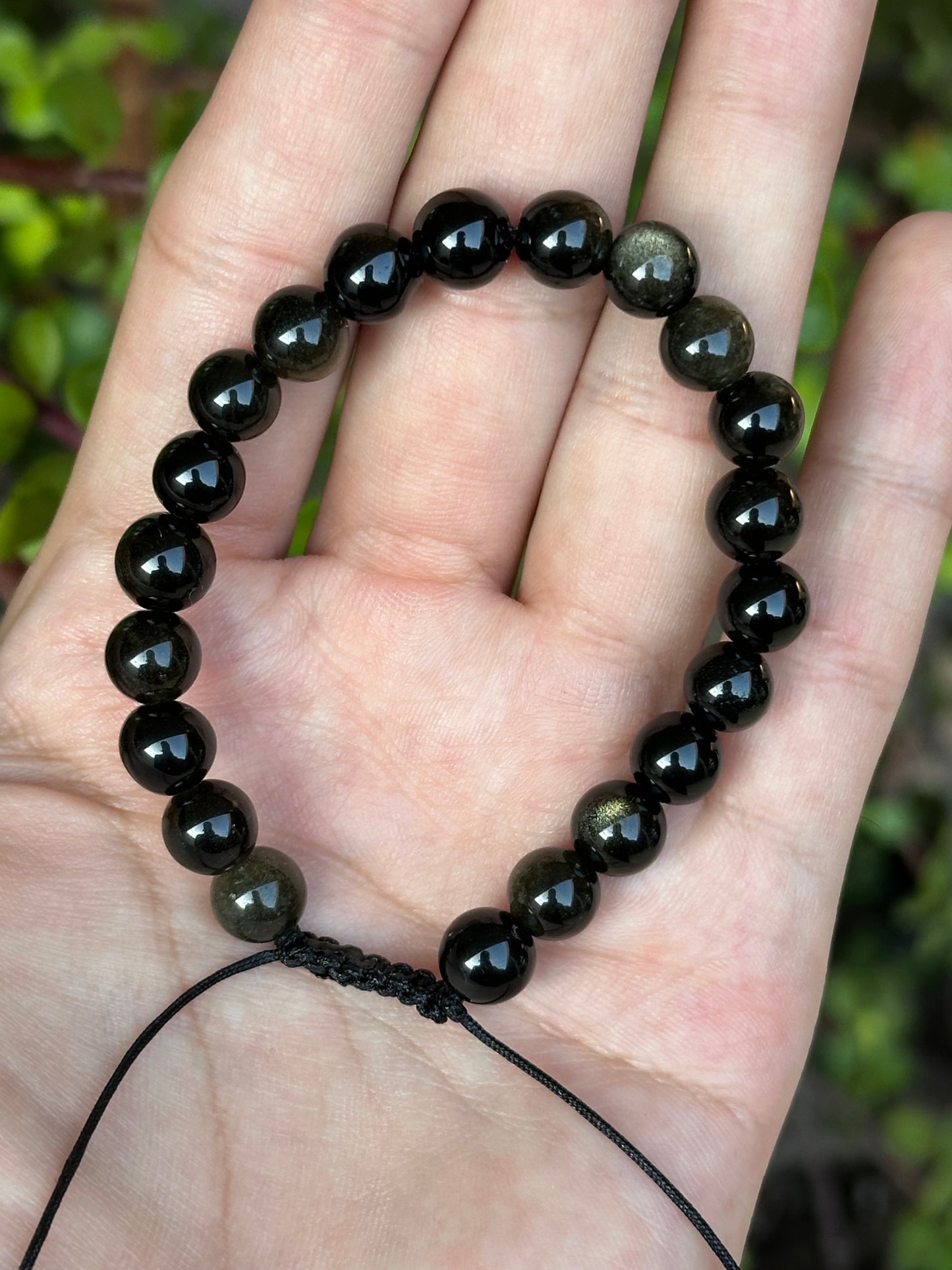 Pulsera ajustable de Obsidiana Dorada 8mm