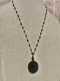 Collar largo de shungita, turmalina negra y obsidiana dorada