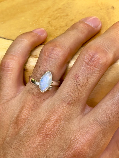 Anillo ajustable de piedra luna mini