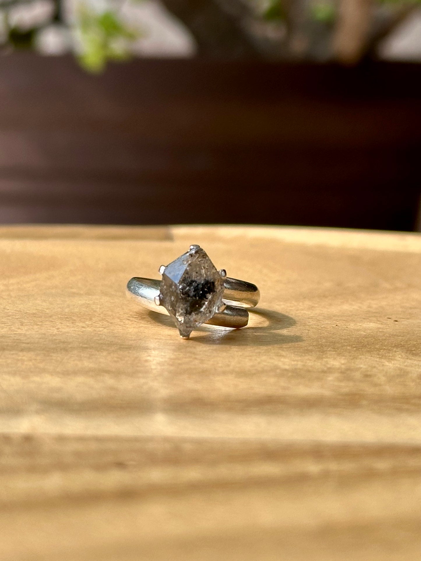 Anillo ajustable de Cuarzo Herkimer 1