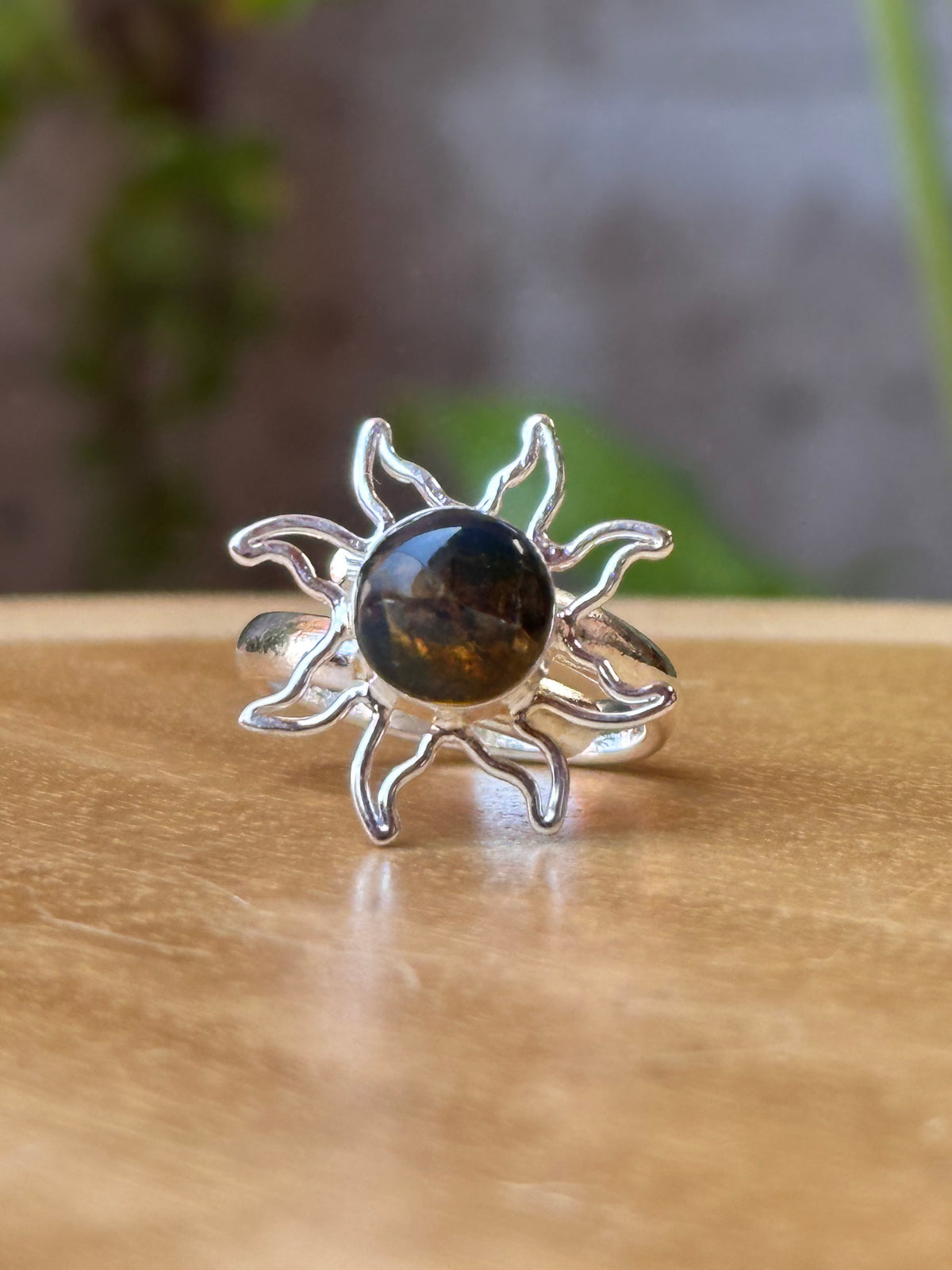 Anillo ajustable de sol de ámbar