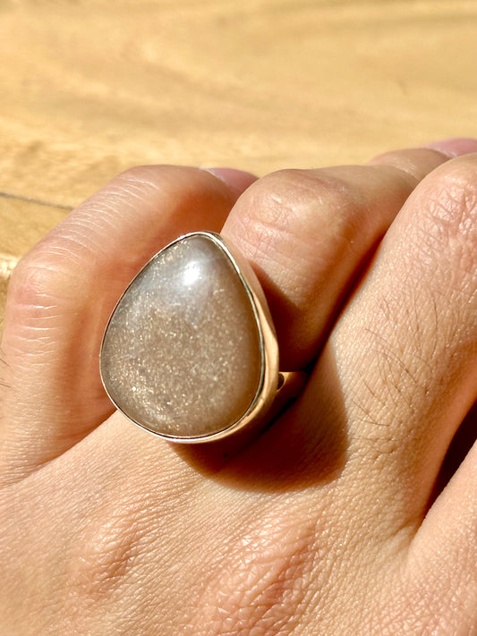 Anillo ajustable de Adularía Durazno