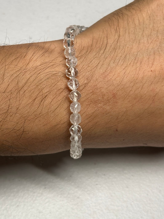 Pulsera Ajustable de Cuarzo Rosa y Cuarzo Blanco