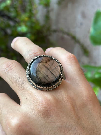 Anillo ajustable de labradorita