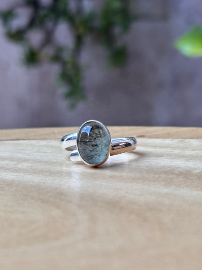 Anillo ajustable de Rutilo verde redondo