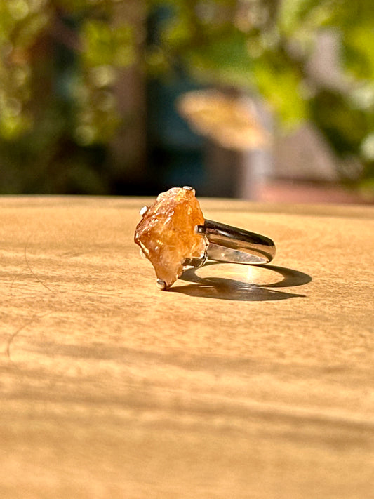 Anillo ajustable de Citrino en bruto