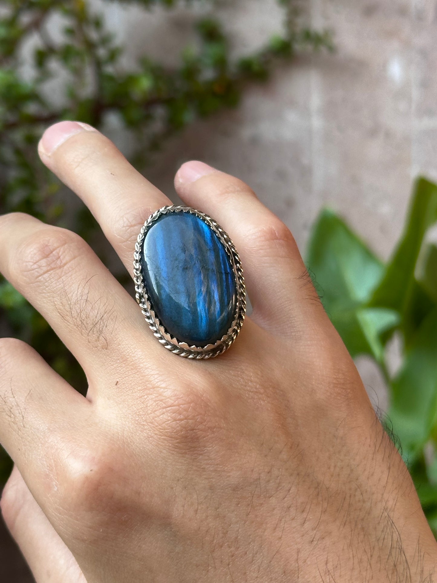Anillo ajustable de labradorita