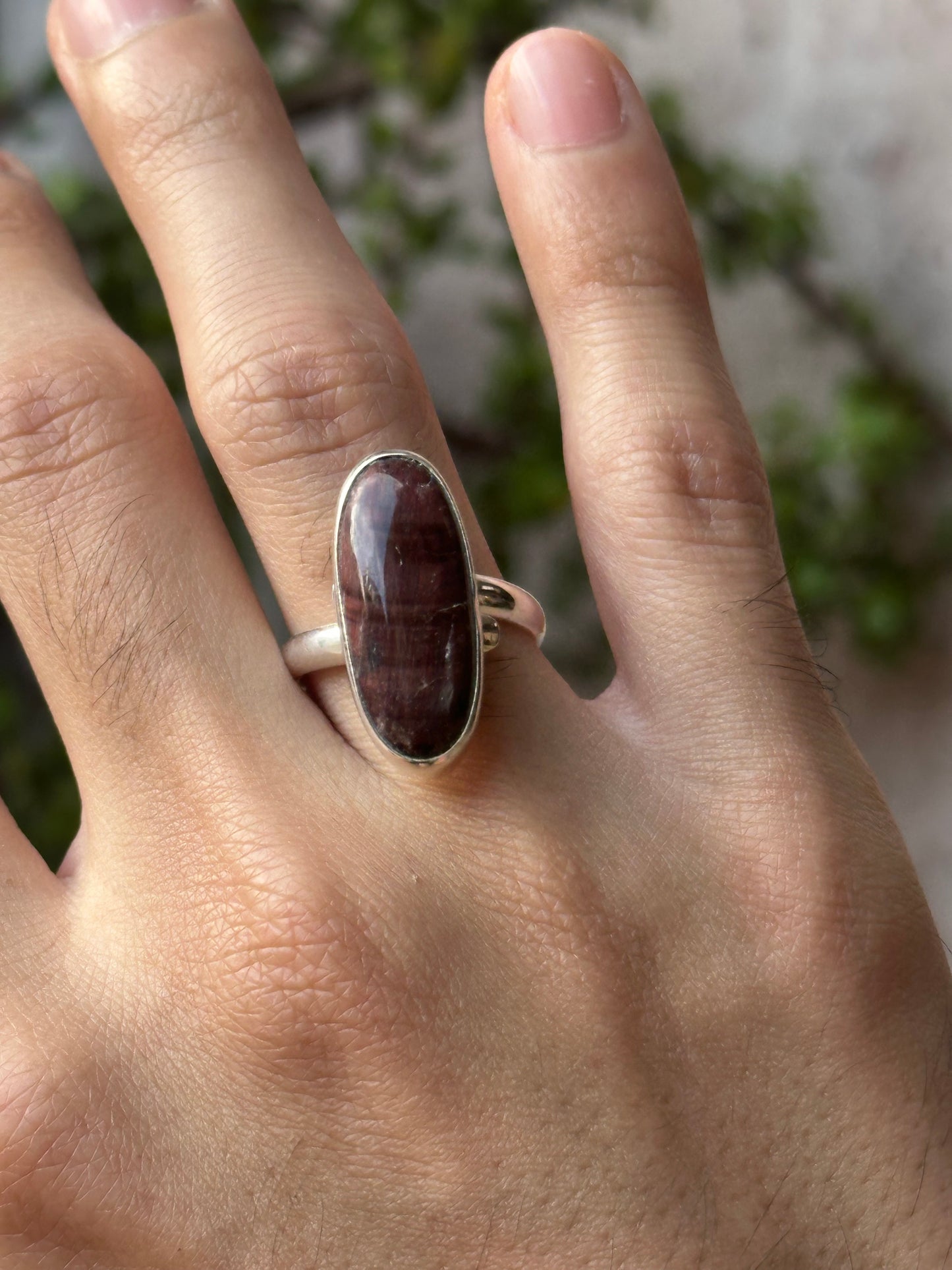 Anillo Ajustable de Ojo de Buey en Alpaca