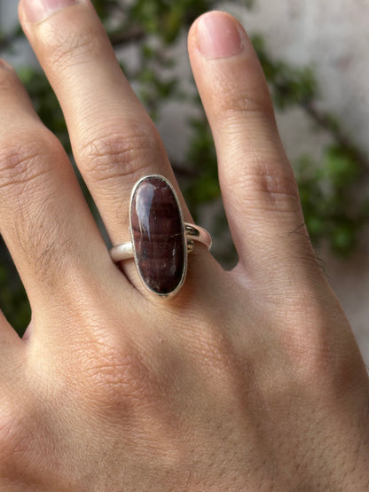 Anillo Ajustable de Ojo de Buey en Alpaca