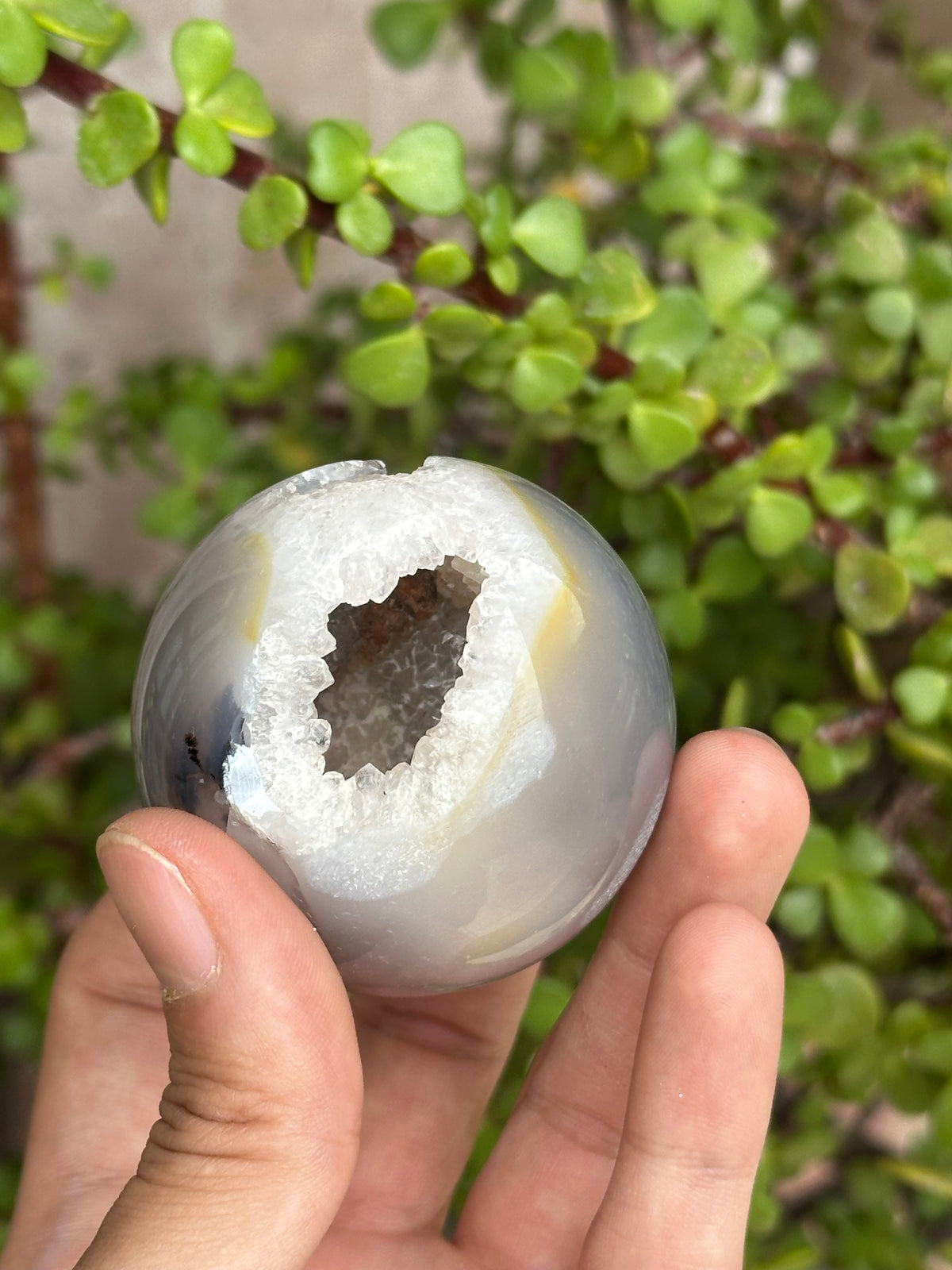 Esfera de Ágata con Amatista Drusy | 6 cm