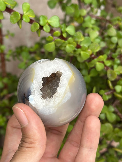 Esfera de Ágata con Amatista Drusy | 6 cm