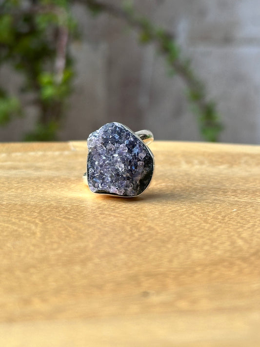 Anillo ajustable de Amatista drusa