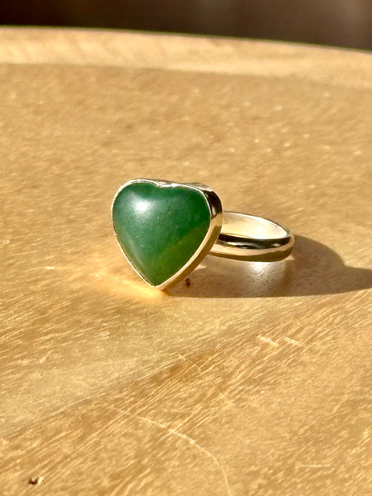 Anillo ajustable de Aventurina Verde corazón