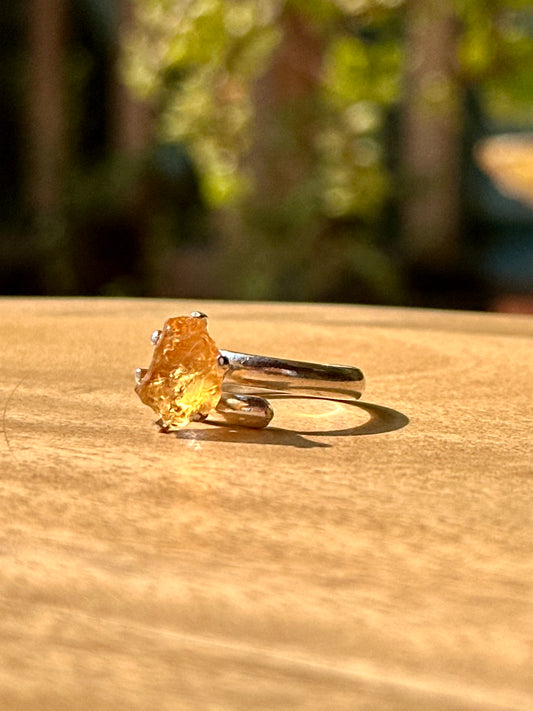 Anillo ajustable de Citrino en bruto