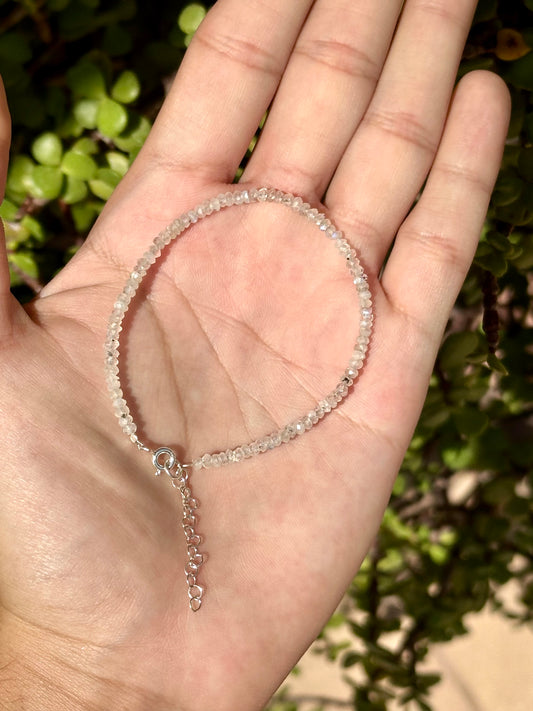 Pulsera Ajustable de Piedra Luna 2mm