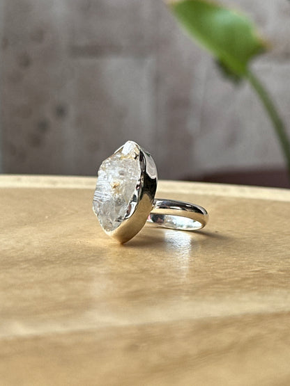 Anillo ajustable de Cuarzo Herkimer grande