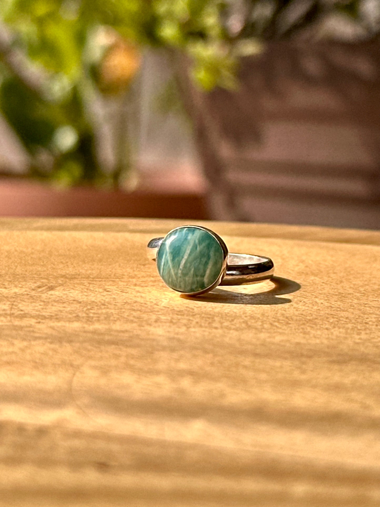 Anillo ajustable de amazonita