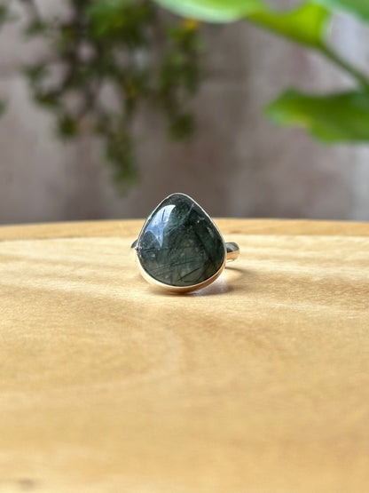 Anillo ajustable de cuarzo rutilado