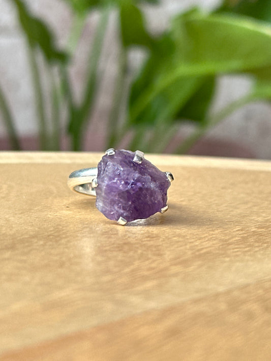 Anillo ajustable de Amatista en bruto
