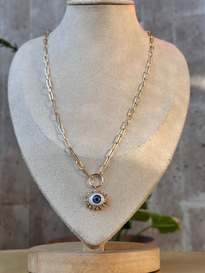 Collar Ojo Místico con Zirconias | Acero Inoxidable