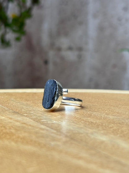 Anillo ajustable de Turmalina Negra mini