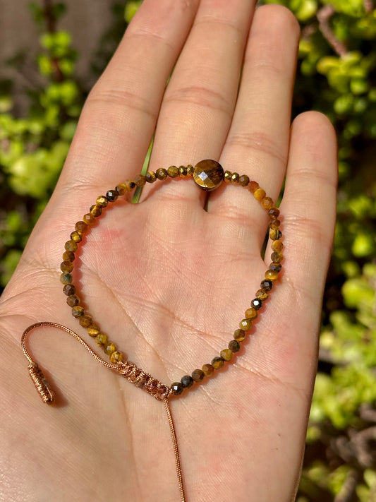 Pulsera Ajustable de Ojo de Tigre Mini & Hematita
