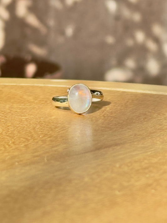 Anillo ajustable de piedra luna mini