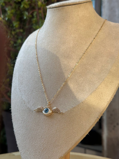 Collar Ojo Místico con Alas | Acero Inoxidable