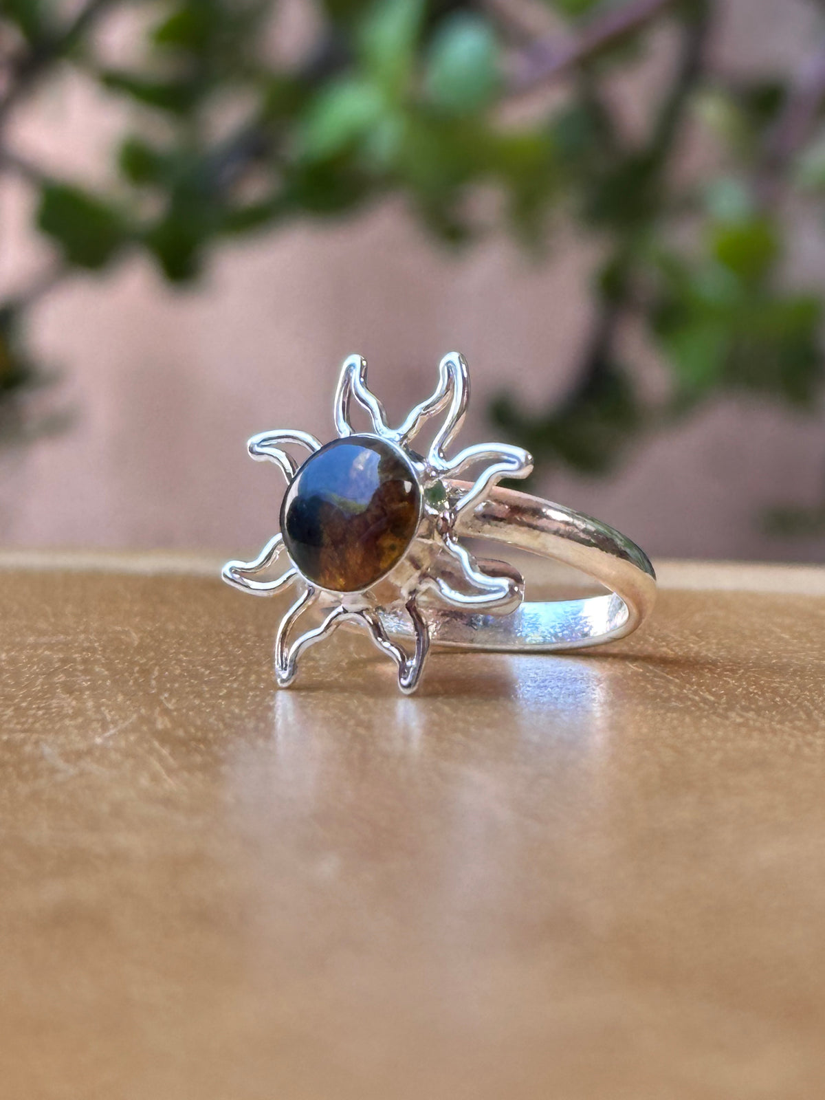 Anillo ajustable de sol de ámbar