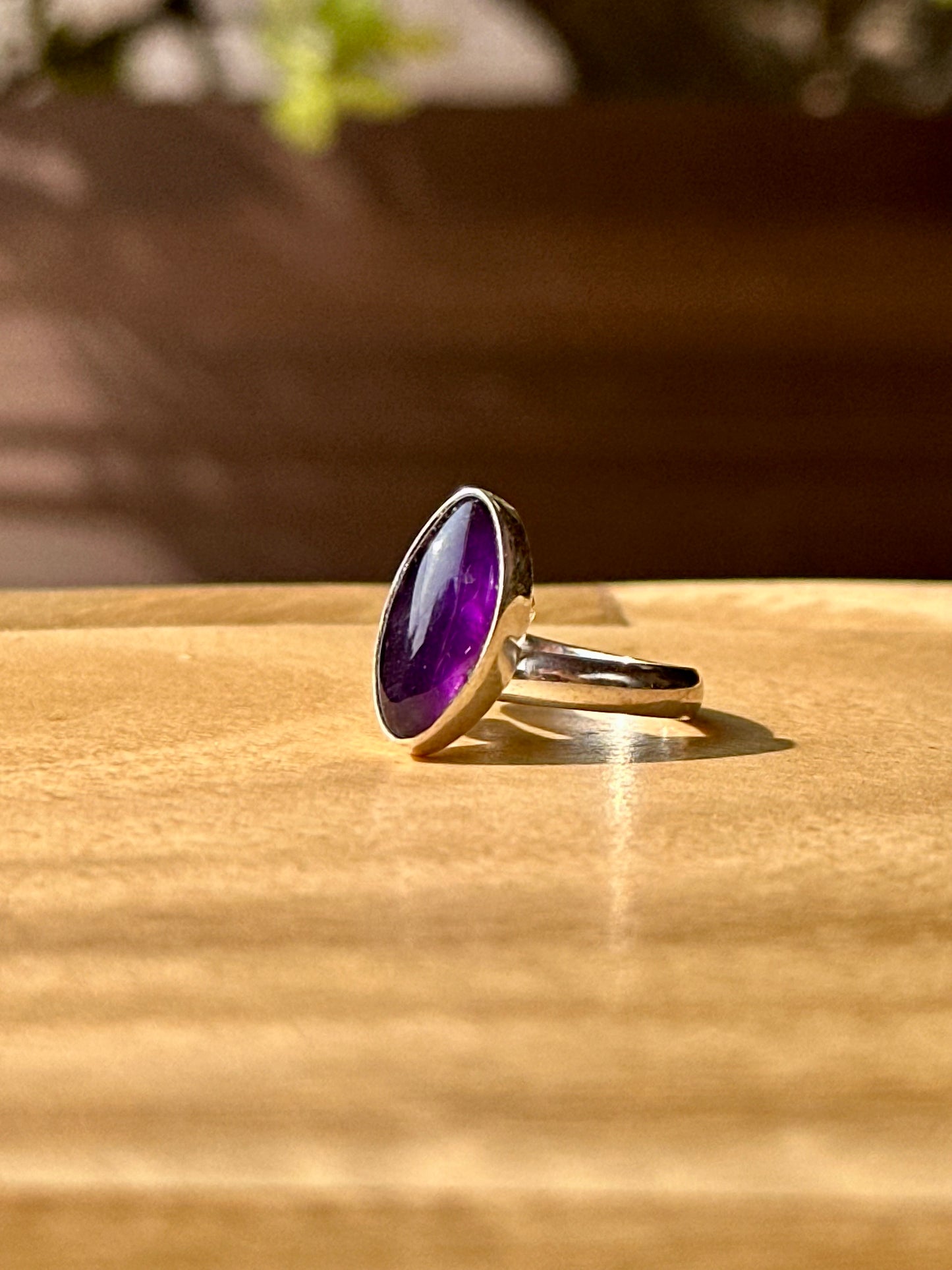 Anillo ajustable de Amatista rombo