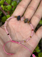 Pulsera Ajustable de Cuarzo Rosa, Labradorita, Sodalita, Mokaita y Hematita