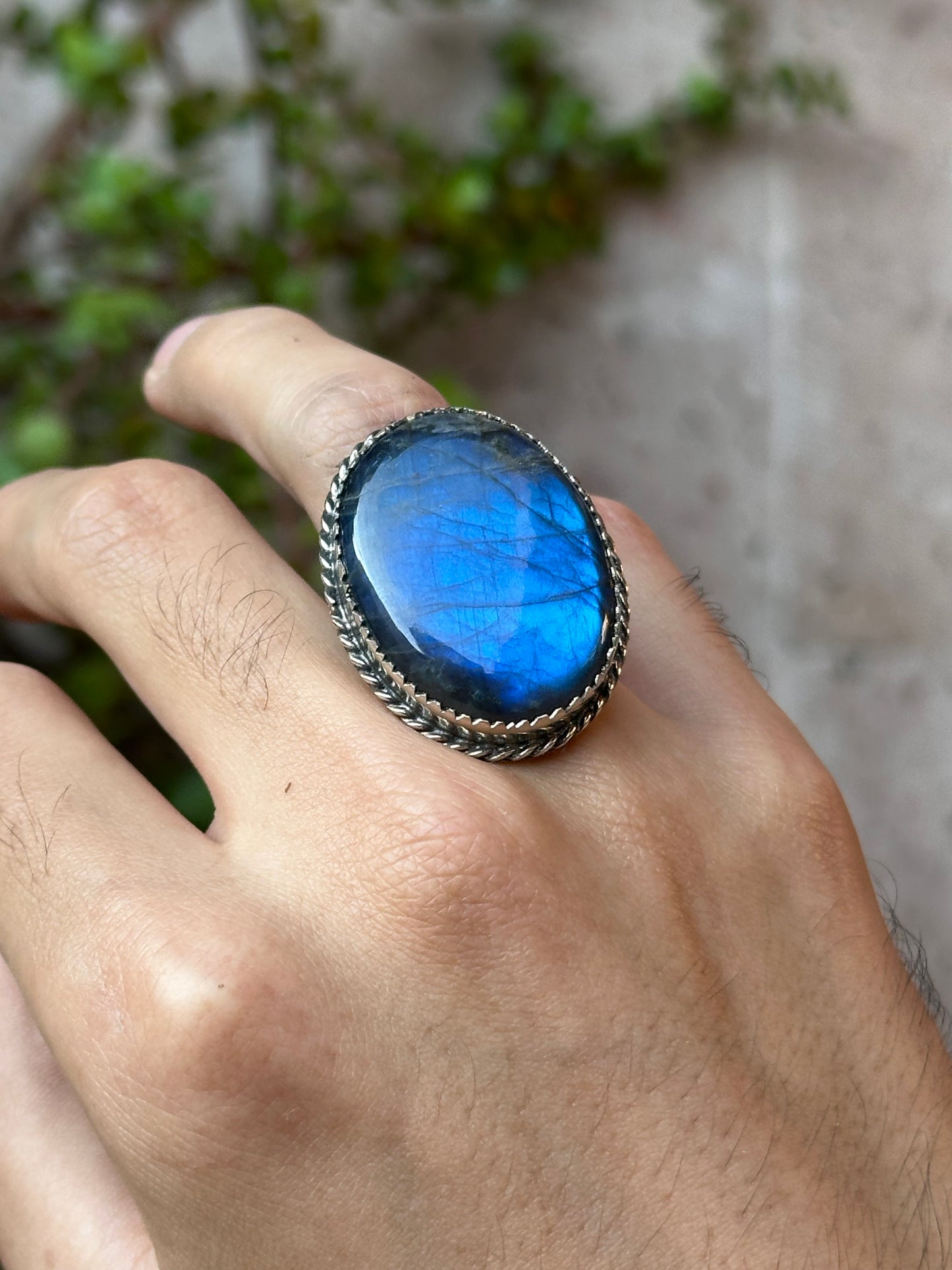 Anillo ajustable de labradorita