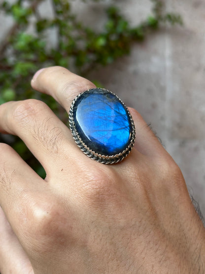 Anillo ajustable de labradorita