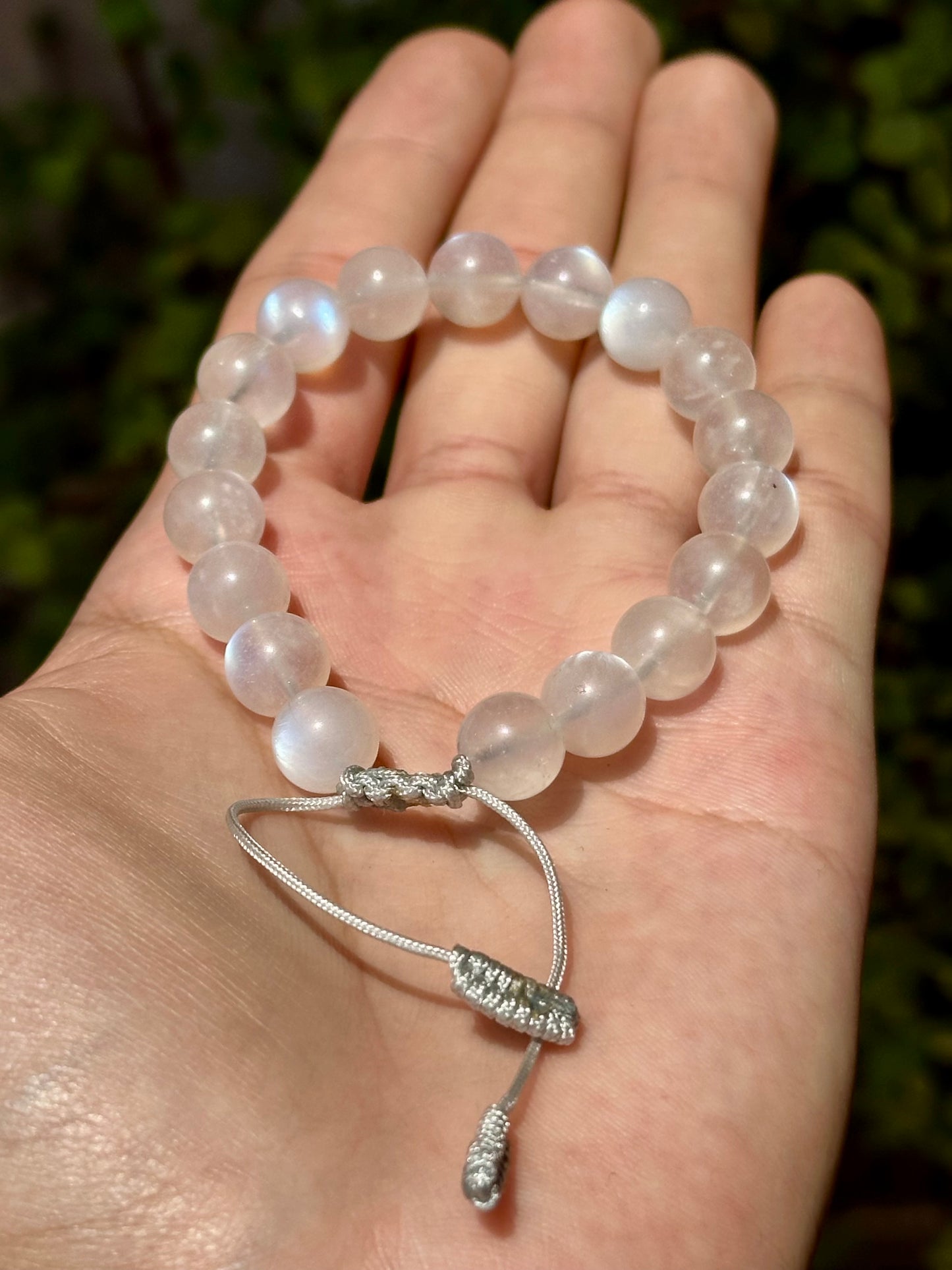 Pulsera Ajustable de Piedra Luna 10mm