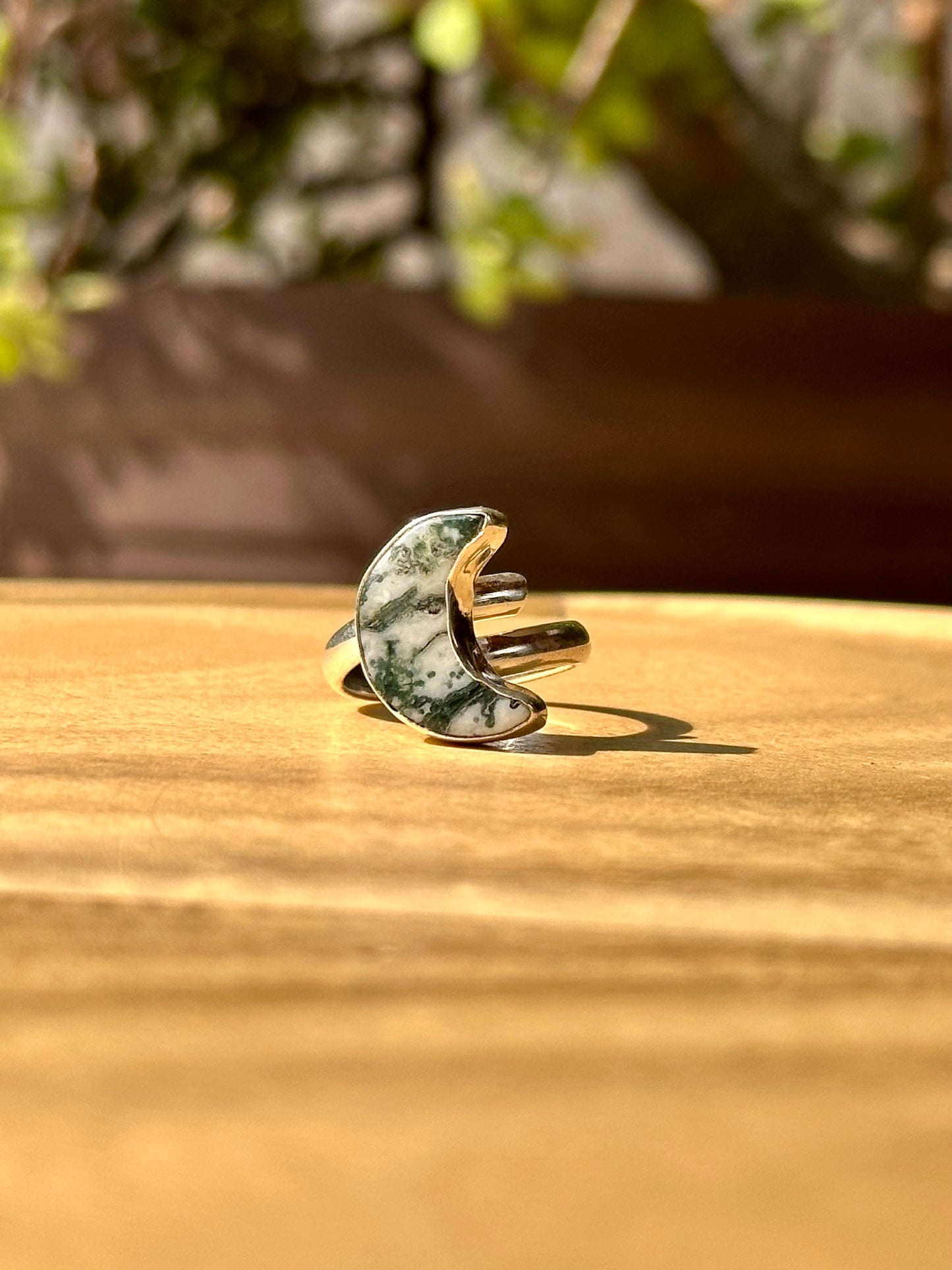 Anillo ajustable de ágata árbol en bruto