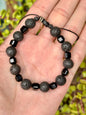 Pulsera ajustable de Piedra Volcánica y ágata negra