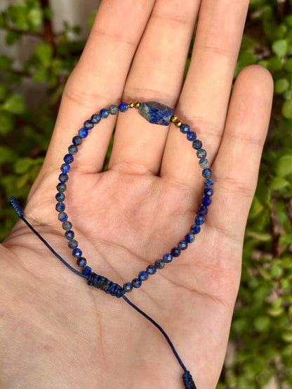 Pulsera Ajustable de Hematita y Lapislázuli facetado